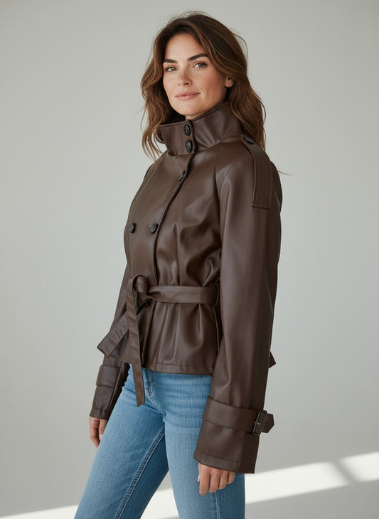 Giacca Eco-pelle con Cintura Armonia Moro