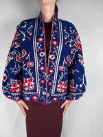 Cardigan Motivo Fiori Tensione In Blu Royal