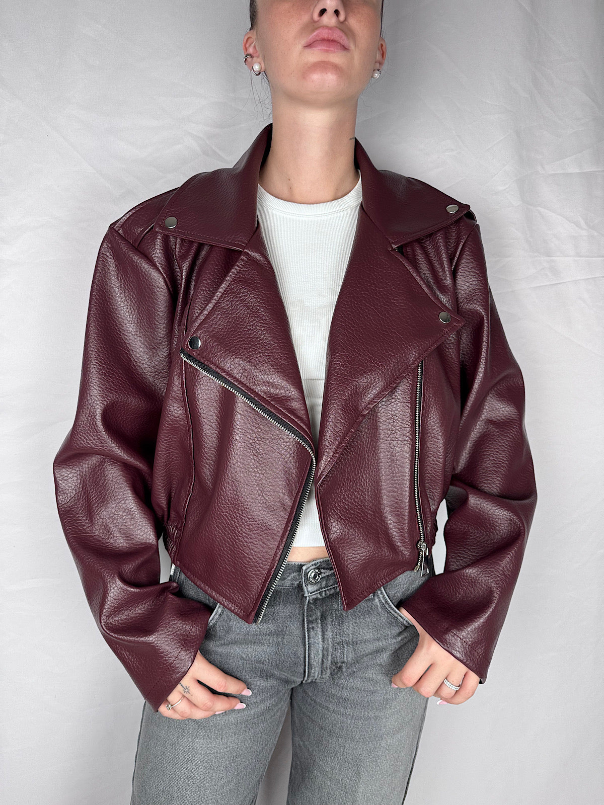 Giubbino Bomber Ecopelle Armonia Bordeaux