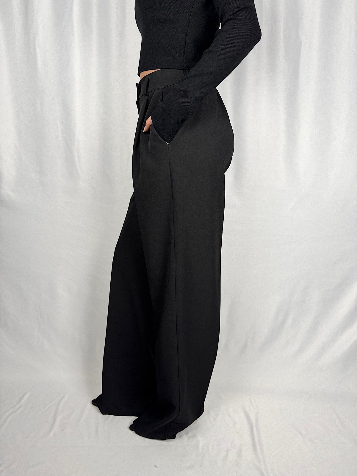 Pantalone Basic Dritto con Elastico Nero Armonia