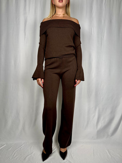 Completo in Maglia Scollo Bardot  Moro Armonia