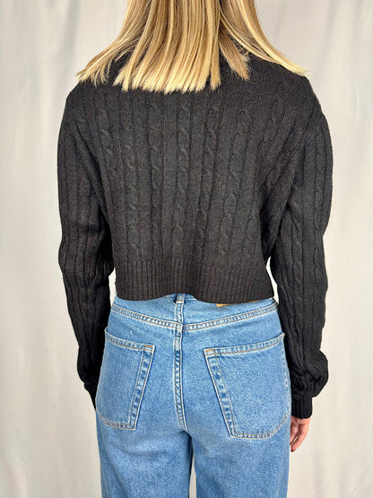 Cardigan Intrecciato Nero Armonia