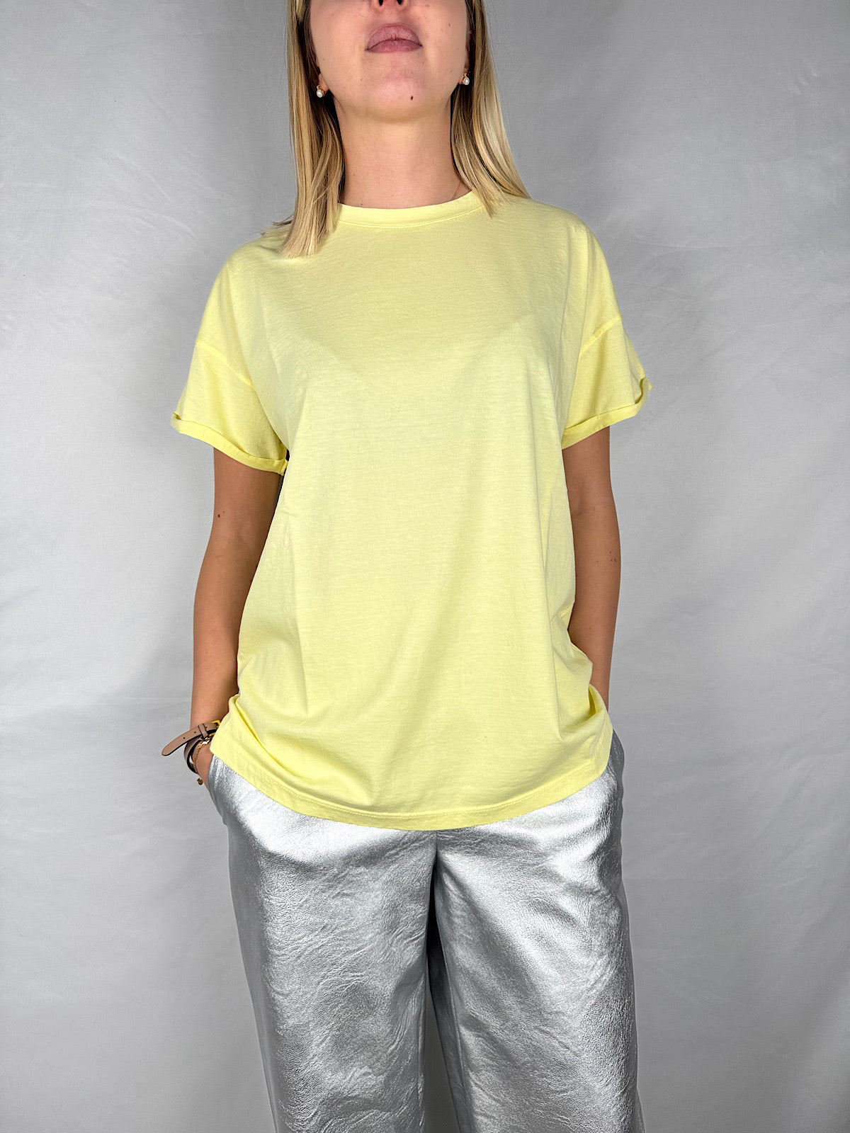 T-shirt Girocollo Giallo Pastello Tensione-In