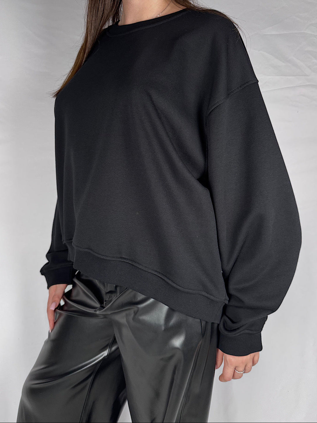 Felpa Basic Girocollo Vicolo Nero