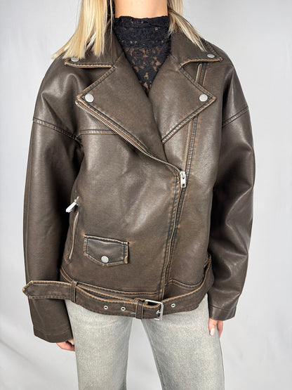 Biker Ecopelle JJXX Marrone
