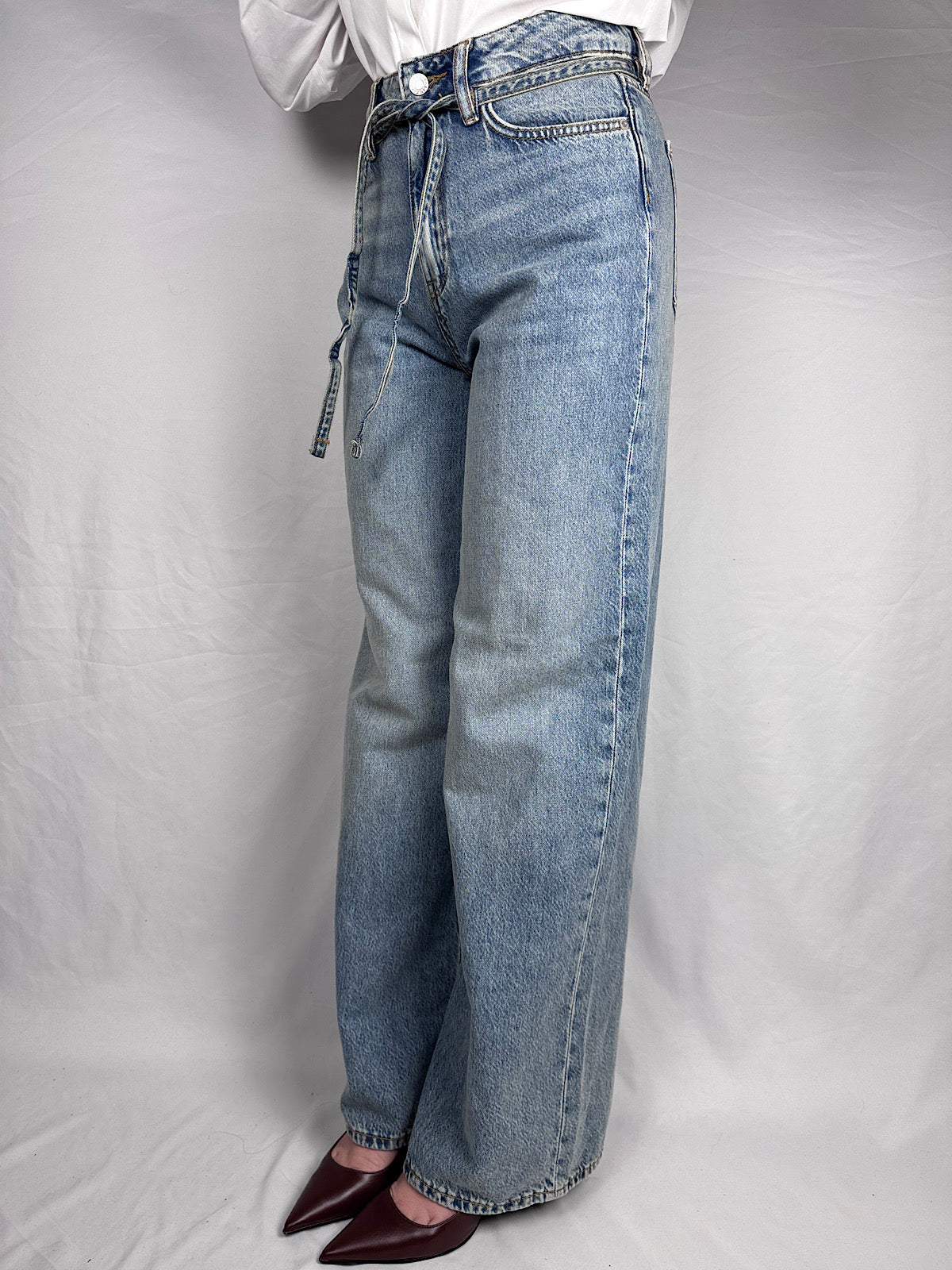 Jeans Wide Fit Con Cinturino JJXX Blue Denim