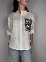 Camicia Dettaglio Pailletes Tensione in Bianca