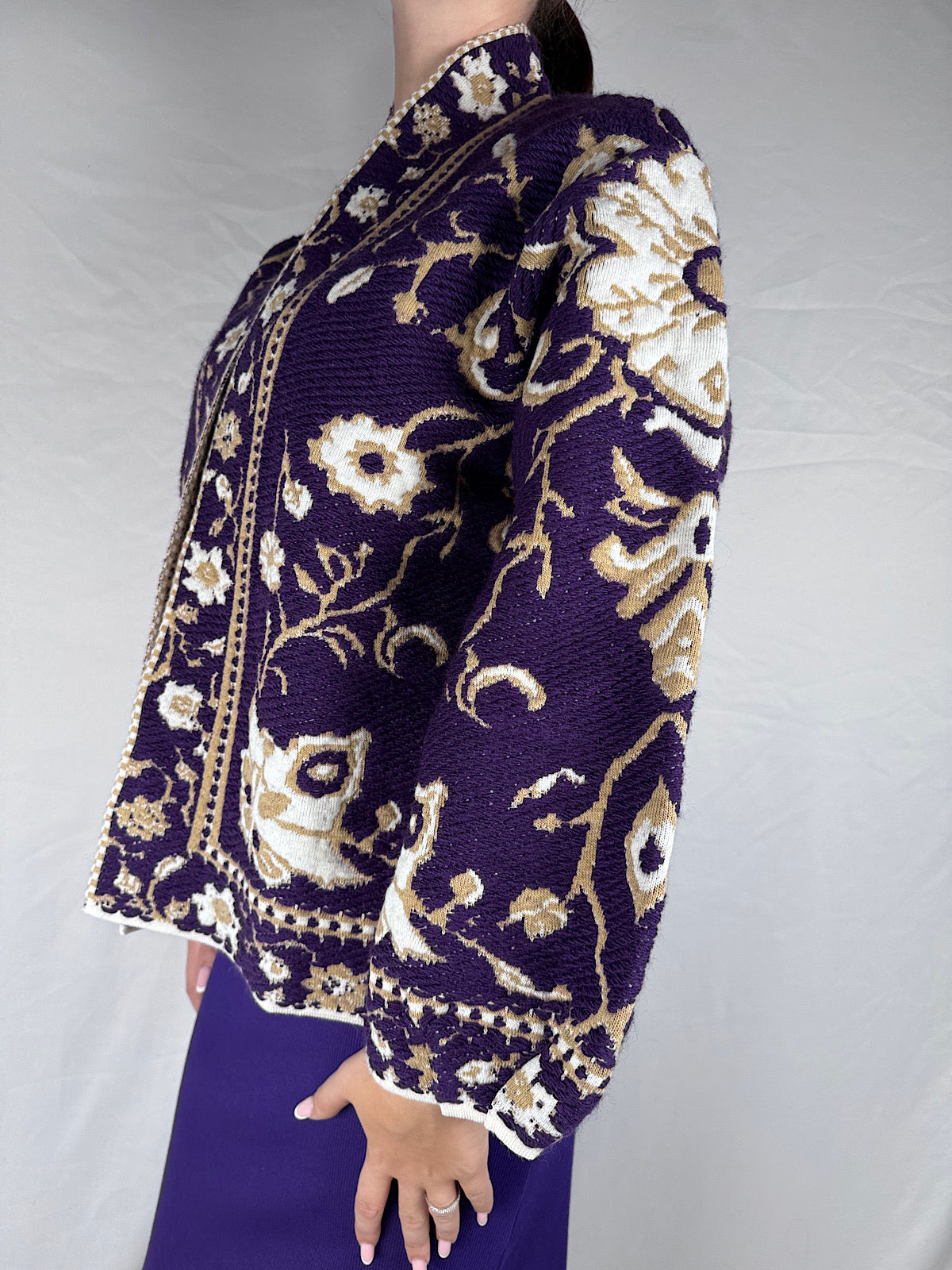Cardigan Motivo Fiori Tensione In Viola