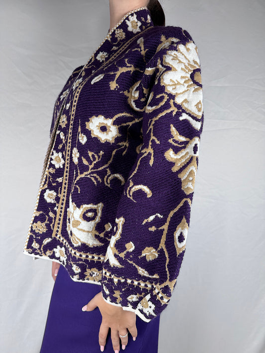 Cardigan Motivo Fiori Tensione In Viola
