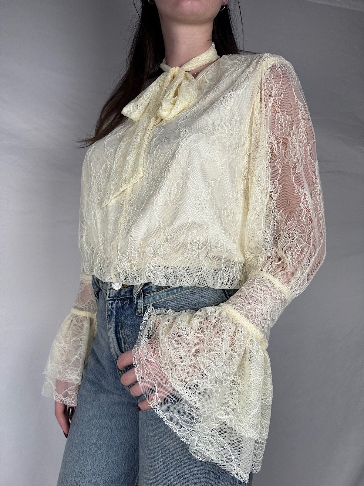 Blusa in Pizzo Kaos Panna