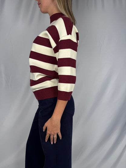 Maglia a Righe Armonia Bordeaux e Bianco