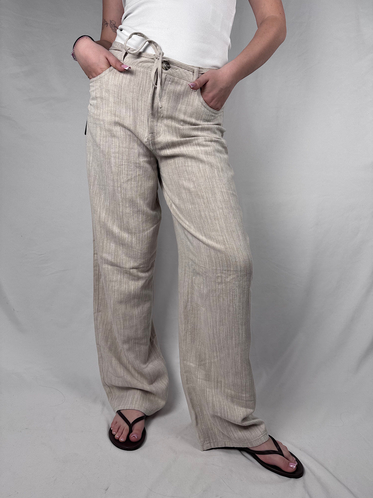 Pantalone Zoe a gamba ampia JJXX Beige Melange