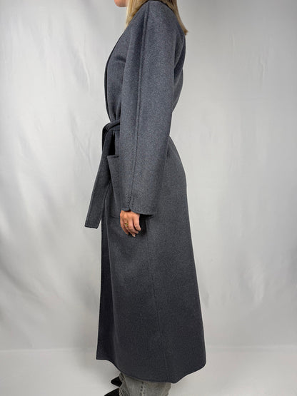 Cappotto Lungo con Cintura Vicolo Hand Made Grigio Scuro