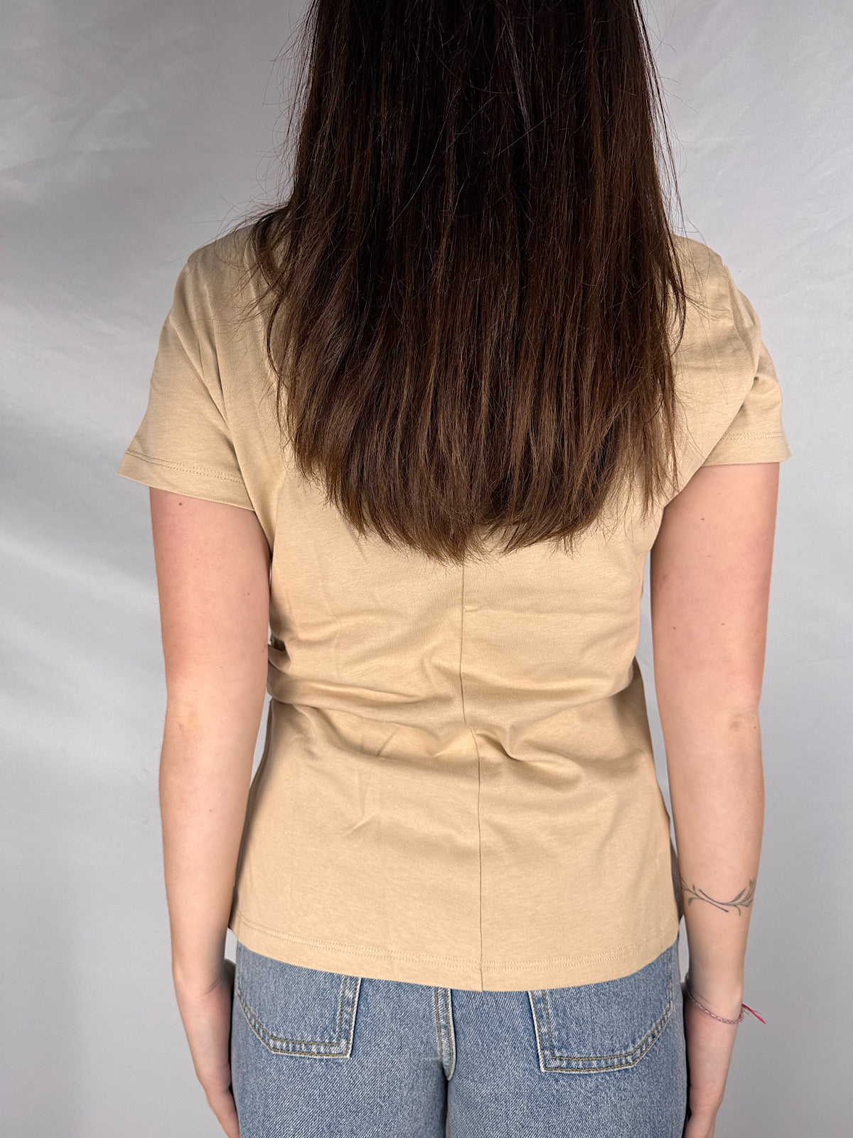 T-Shirt Mezza Manica Con Drappeggio Vicolo Beige