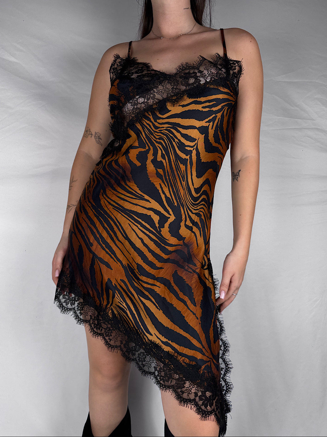 Abito Animalier Pizzo Vicolo Nero/Bruciato