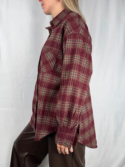 Camicia Check con Strass Bordeaux Armonia