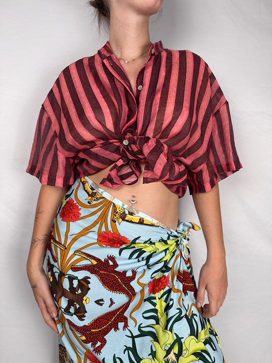 Camicia in Mussola Fantasia Geometrica Tensione In India