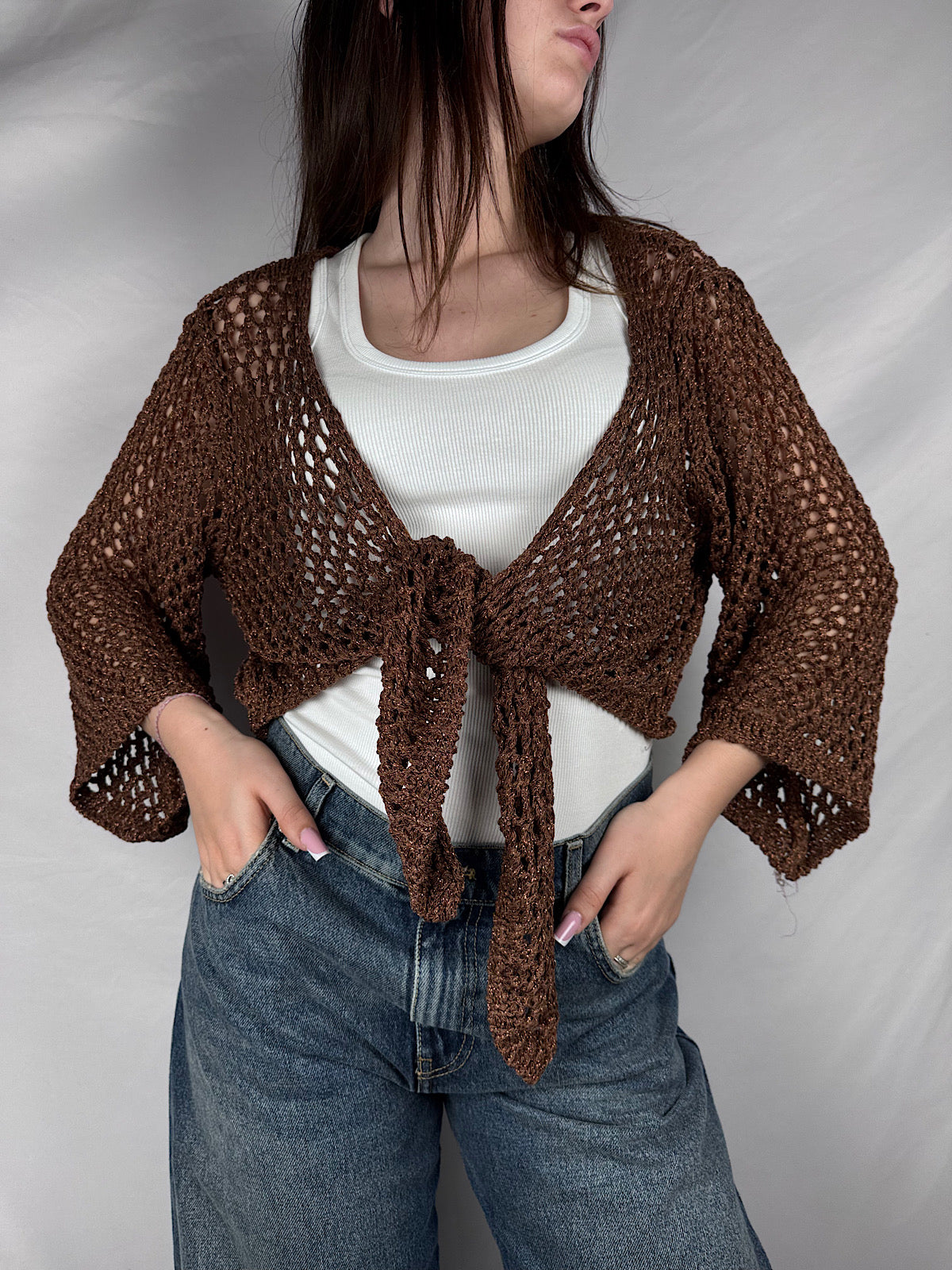 Cardigan Traforato Vicolo Tabacco