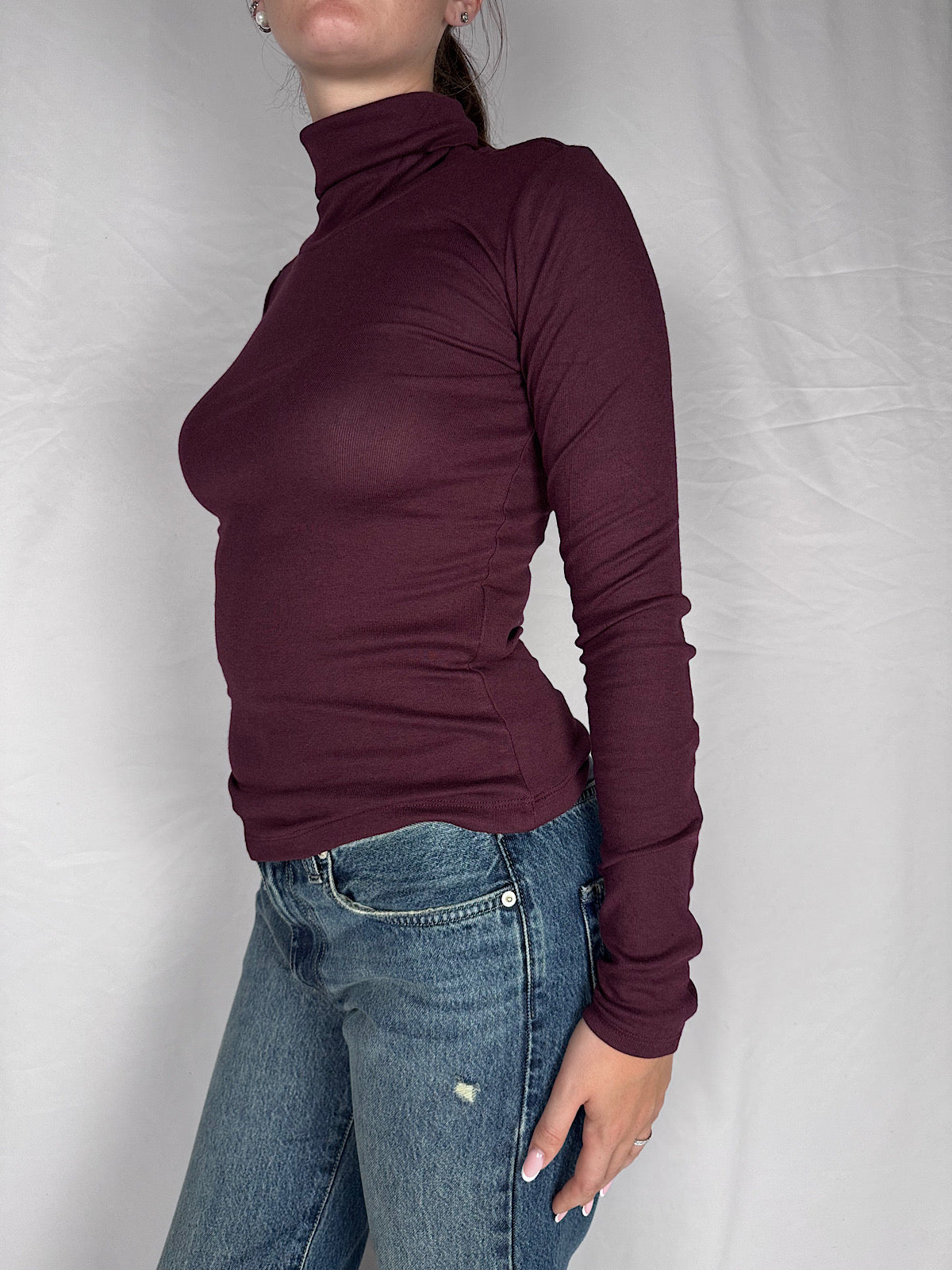 Maglia Basic A Manica Lunga Collo Alto JJXX  Bordeaux
