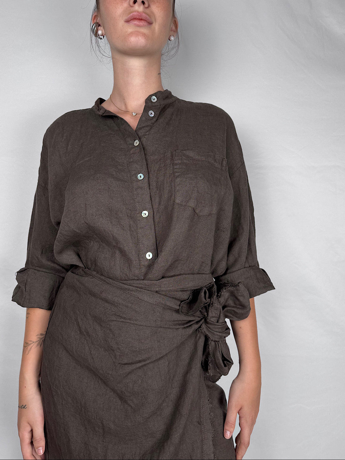 Camicia Lino Tensione In Moro