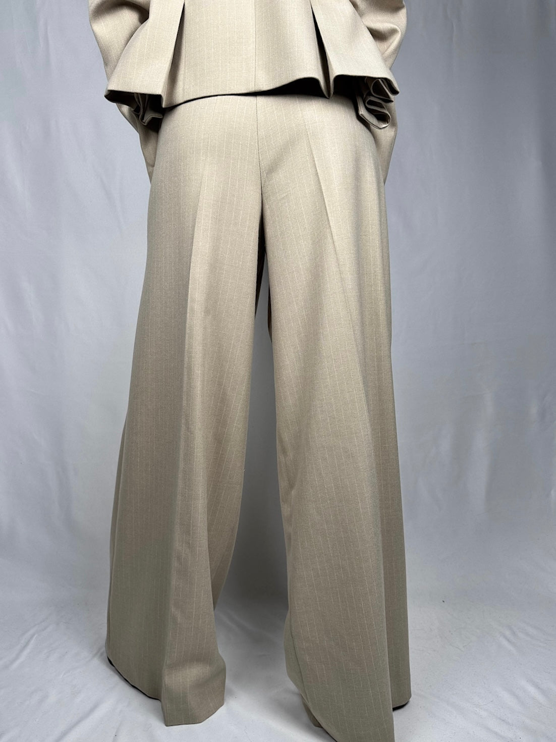 Pantalone Ampio Gessato Vicolo Beige