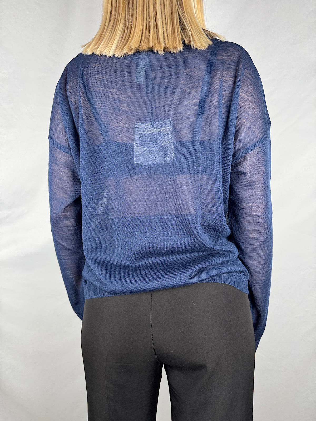 Maglia Scollo a V Blu Navy Tensione-In
