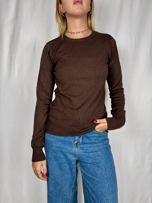 Maglia Slim Girocollo Marrone Vicolo