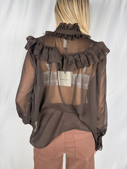 Camicia con Rouches Tensione-In Moro