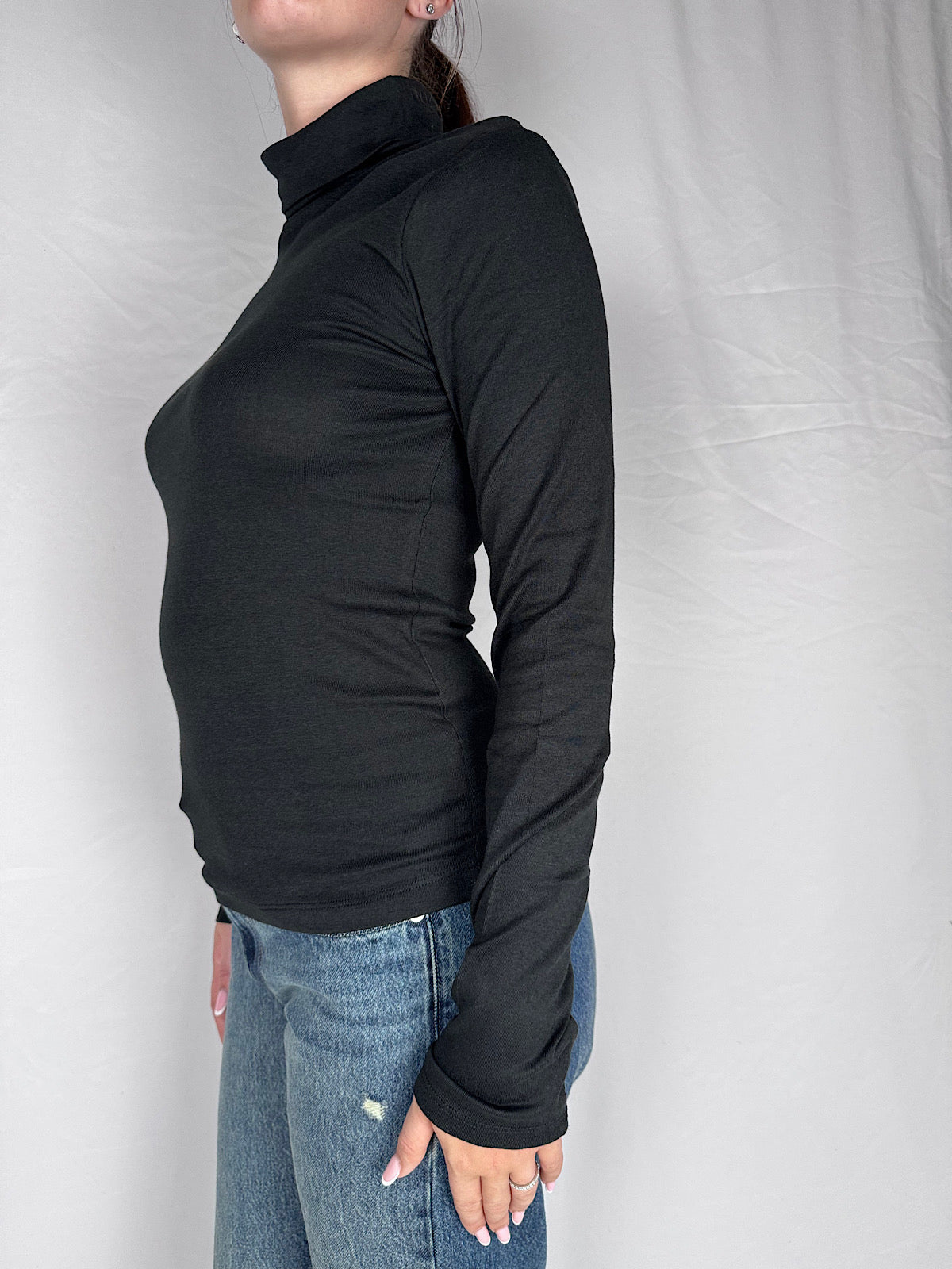 Maglia Basic A Manica Lunga Collo Alto JJXX  Nera