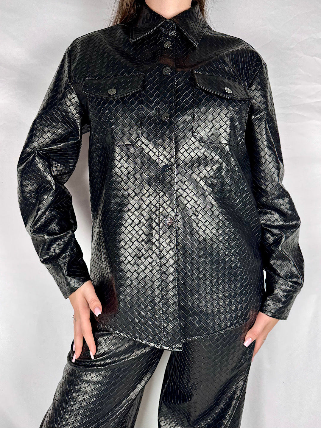 Giacca Eco-pelle Intreccio Kaos Nero