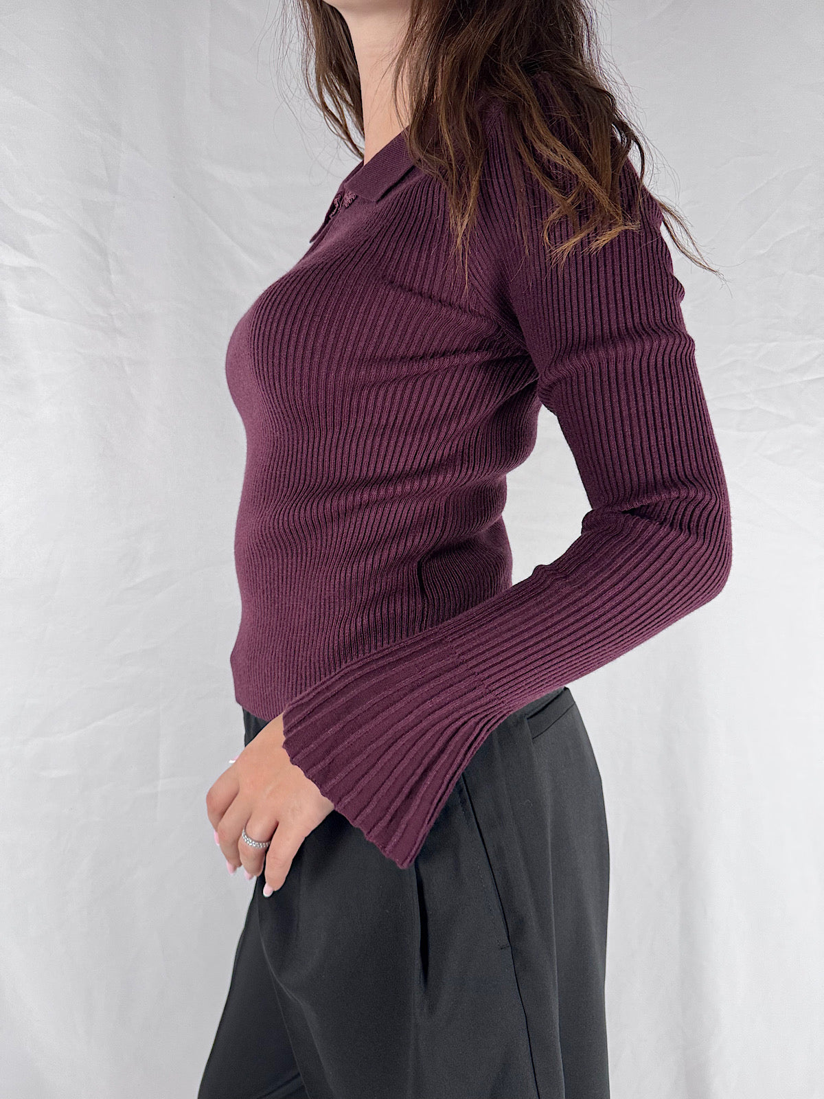 Maglia Tokyo Manica Lunga Costine Armonia Bordeaux