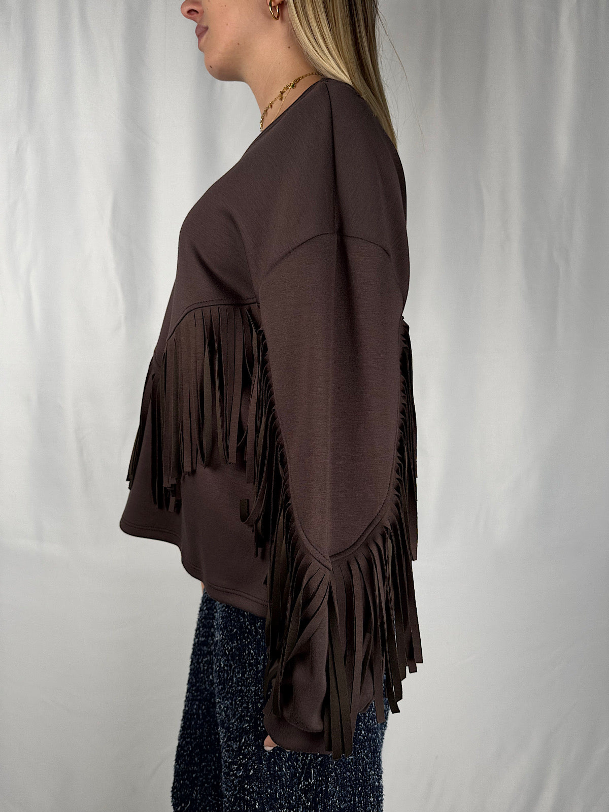 Felpa con Frange Armonia Marrone