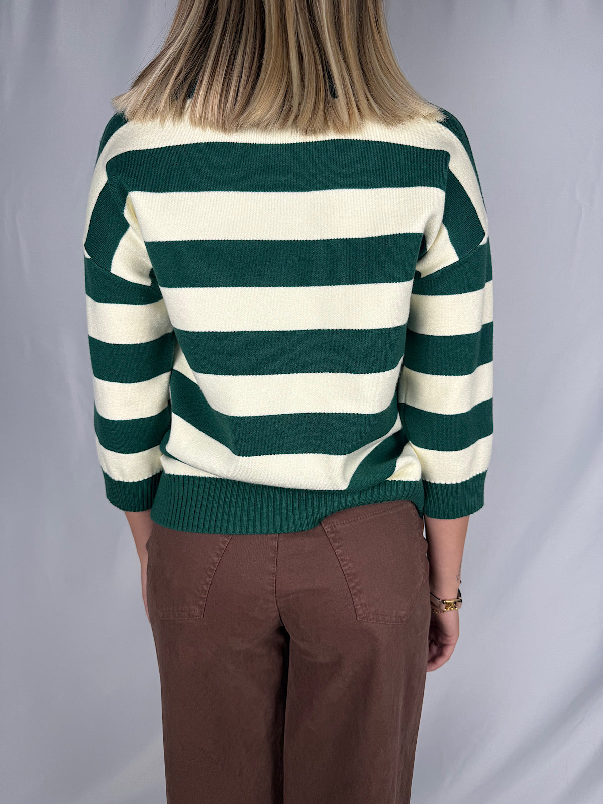 Maglia a Righe Armonia Verde e Bianco