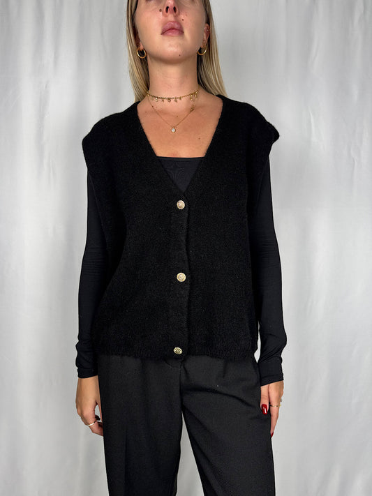 Gilet con Bottoni Nero Armonia