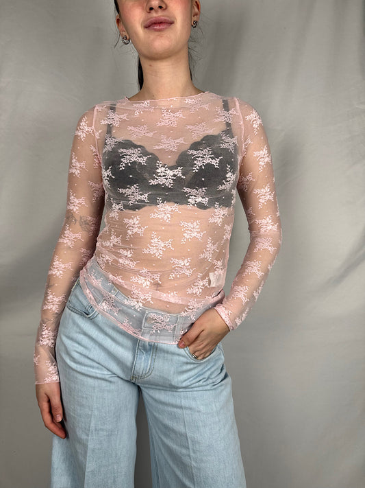 Maglia Basic in Pizzo  Armonia Rosa