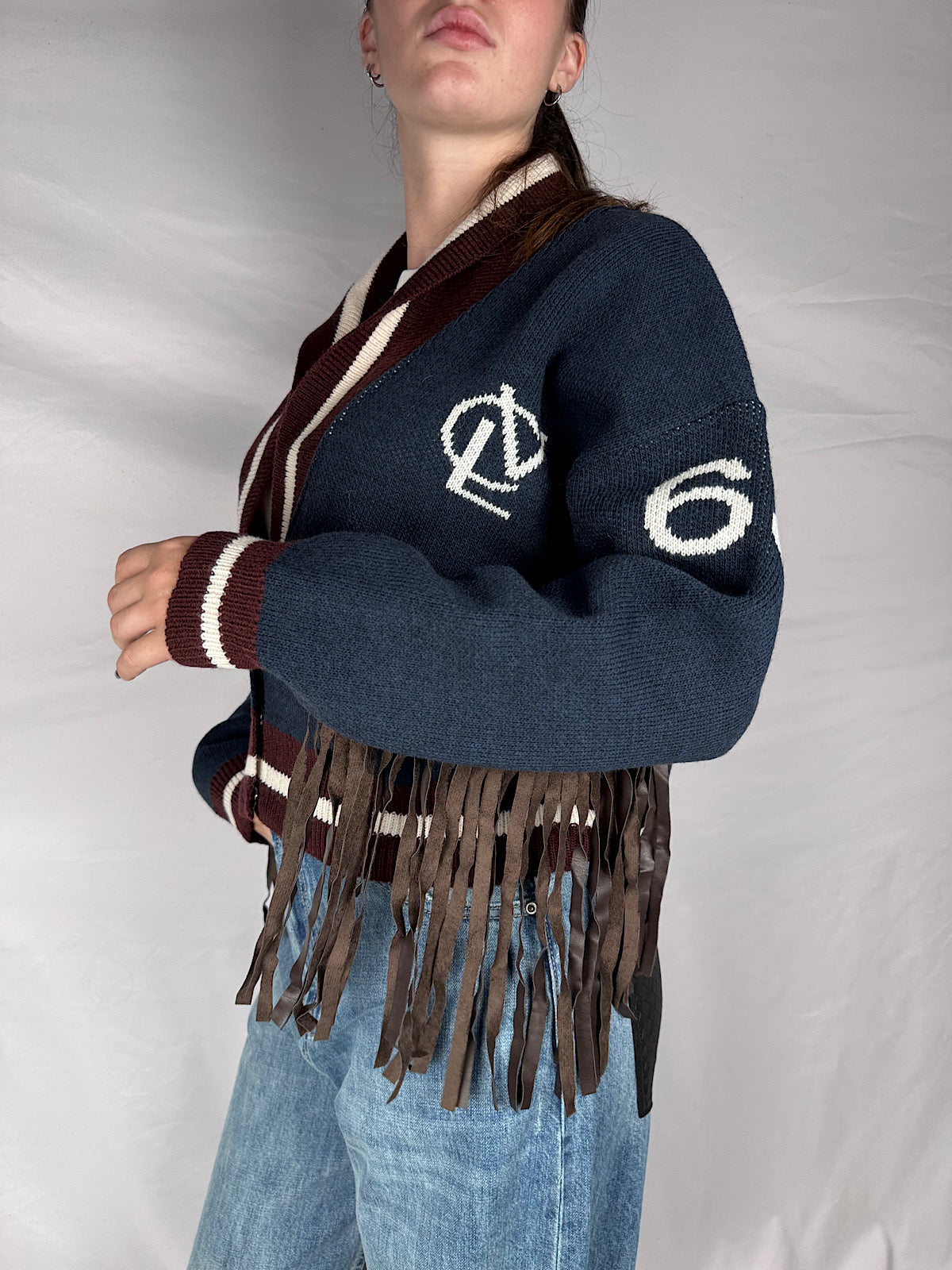 Cardigan Maglia con Frange Vicolo Blu