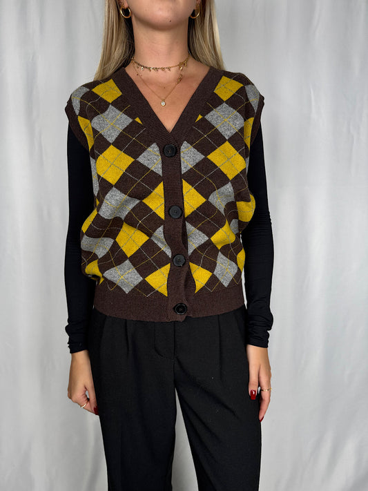 Gilet Scacchi Marrone Vicolo