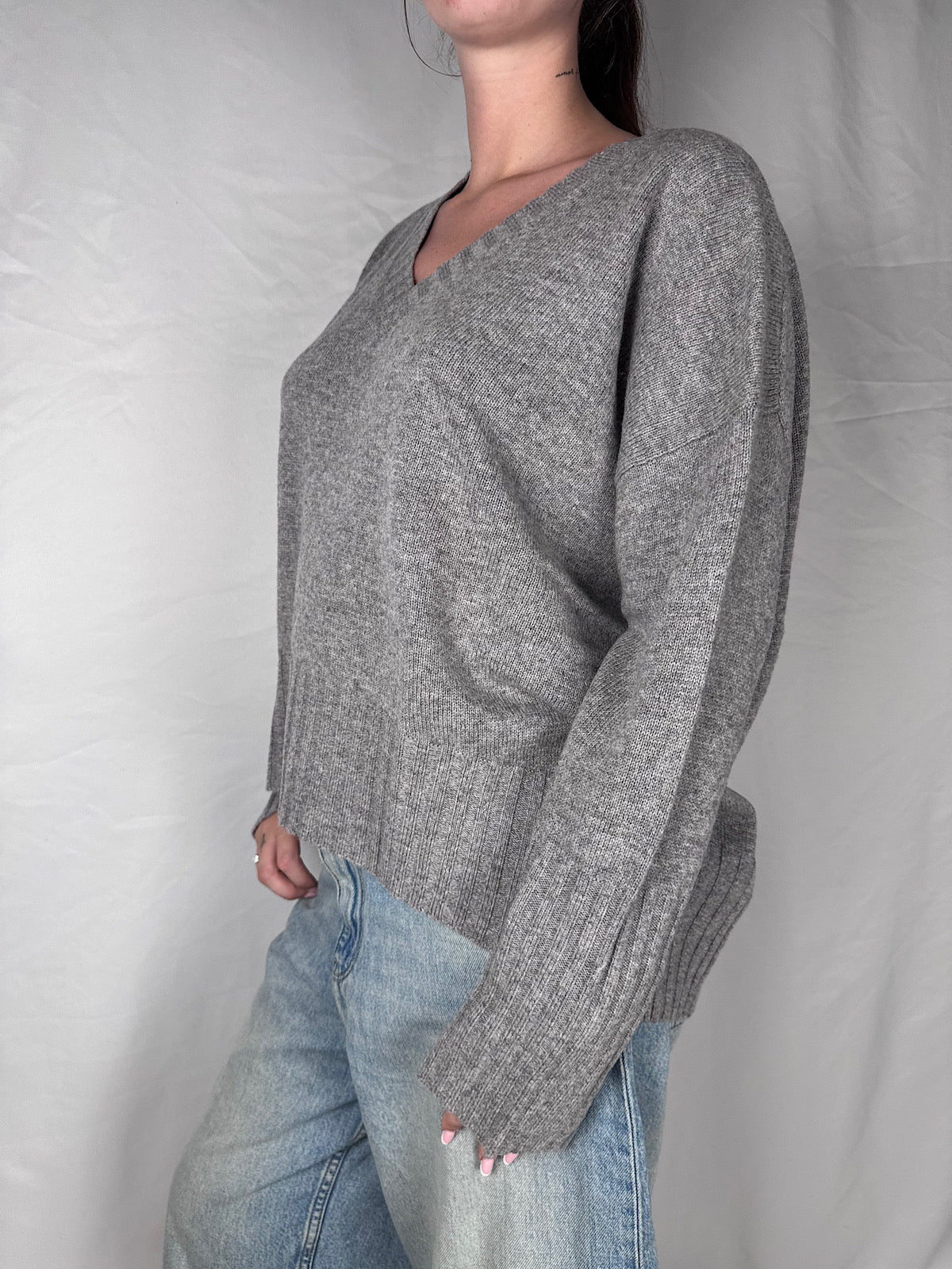 Maglia Scollo V Vicolo Grigio Melange