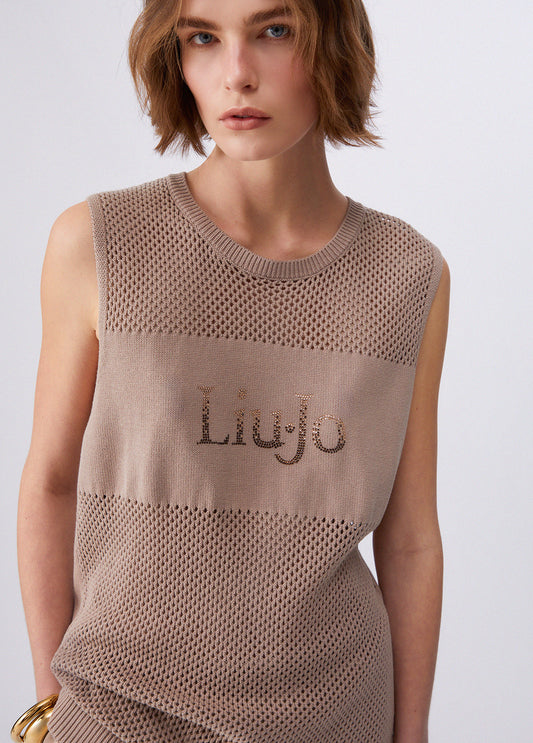 Top in Maglia Traforata Liu Jo Fango