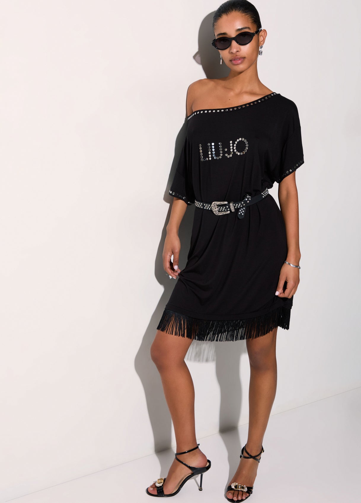 Abito Corto con Frange Liu Jo Nero