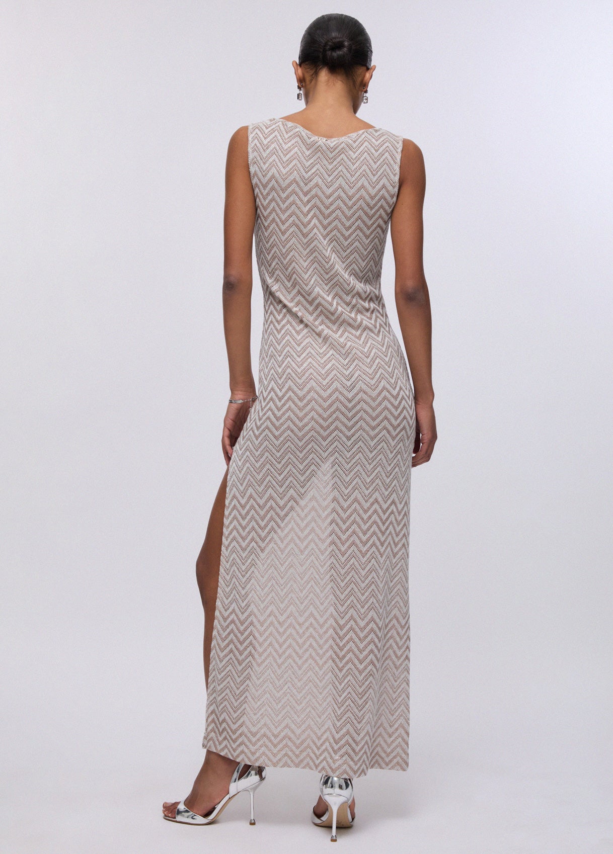 Abito Lungo In Maglia Chevron  Liu.Jo Beige/Silver