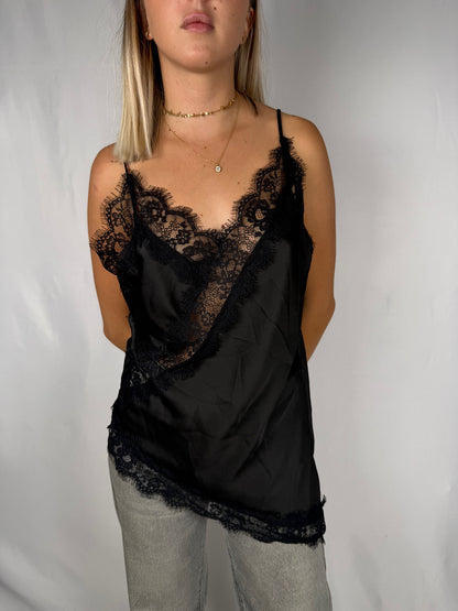 Top Sottoveste in Pizzo Armonia Nera