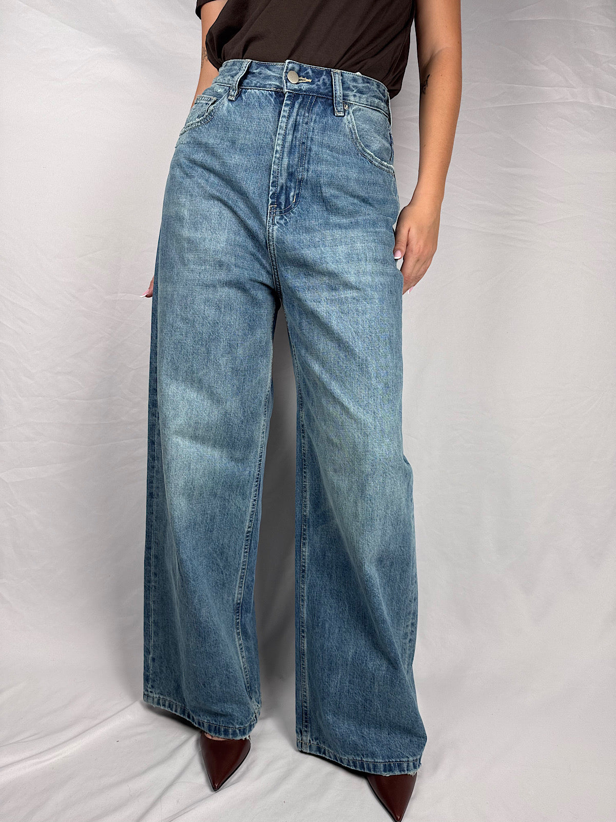 Pantalone Denim Tensione In Tasca Intrecciata Moro