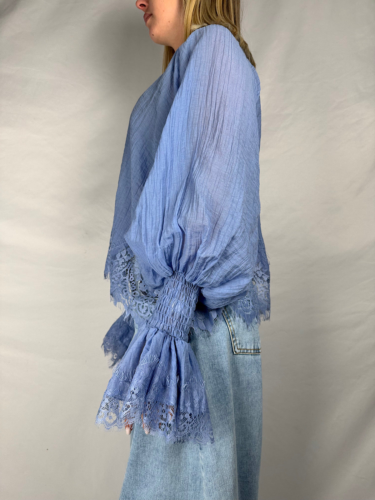 Camicia con Pizzo Celeste Tensione-In