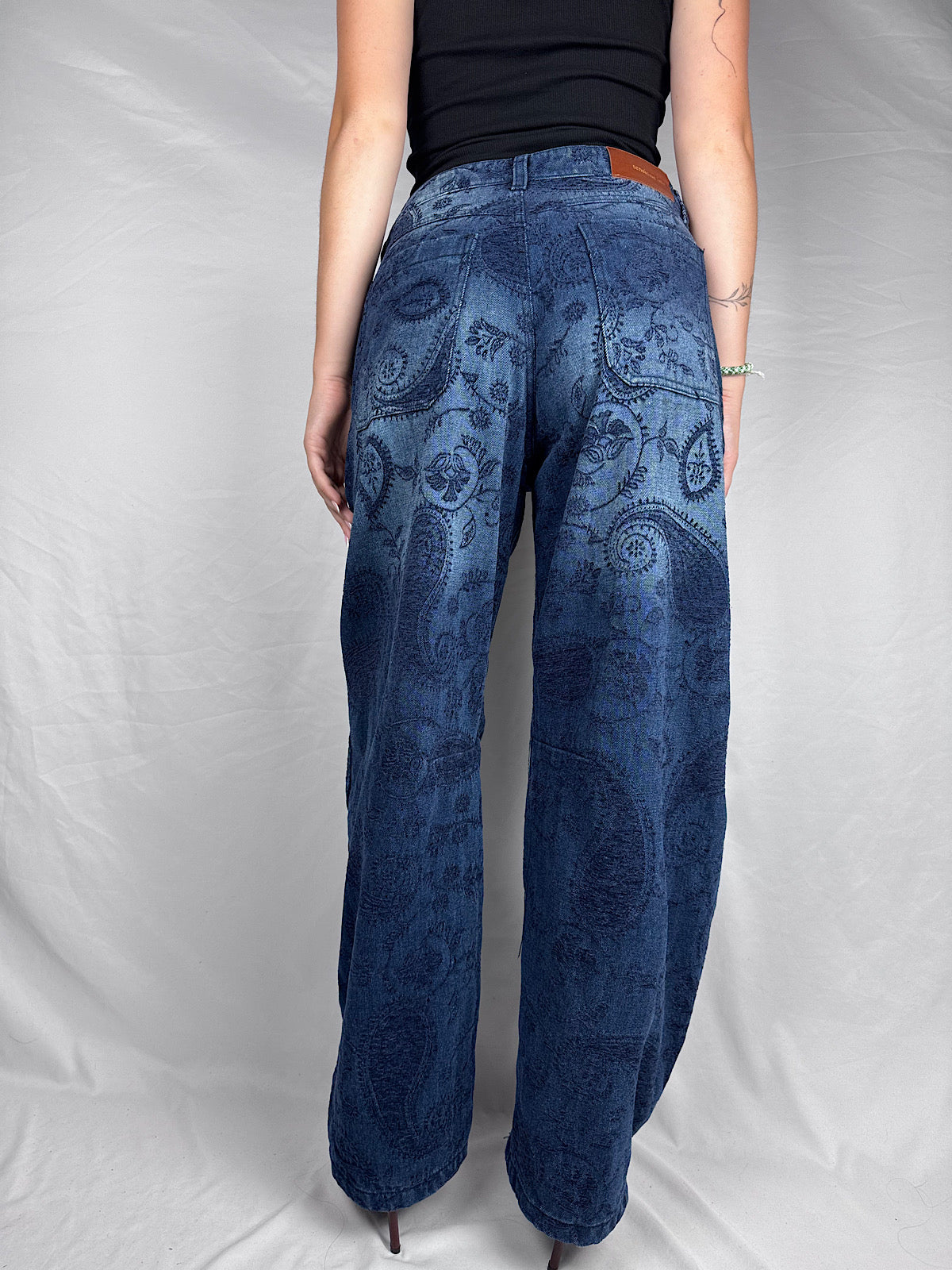 Jeans Ricamo Bandana Tensione In Blu