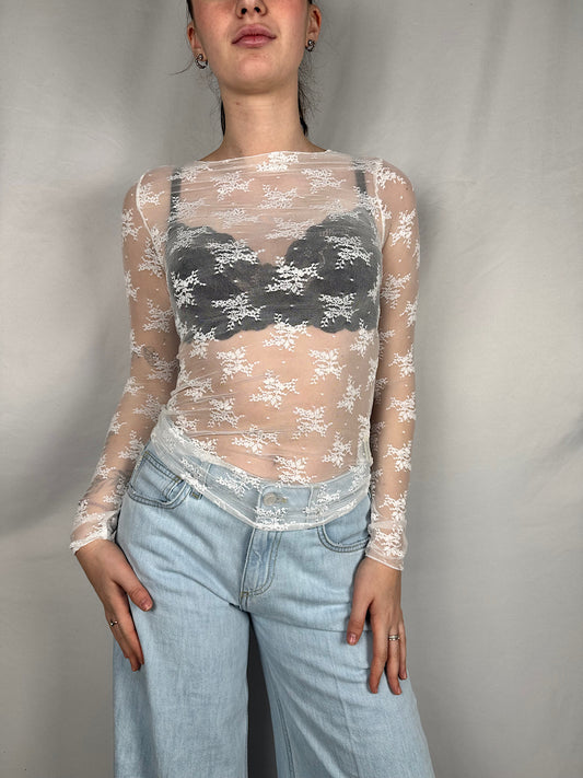 Maglia Basic in Pizzo  Armonia Bianca