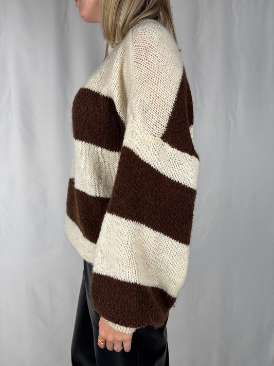 Maglia a Righe Marrone e Beige Armonia