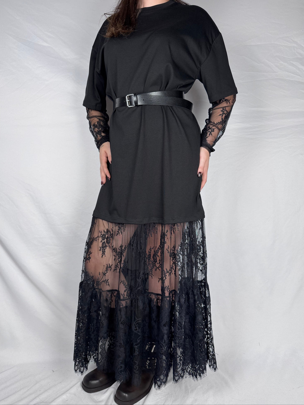 Abito T-shirt con Pizzo Vicolo Nero