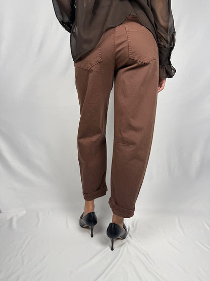 Pantalone con Cintura Tensione-In Cioccolato