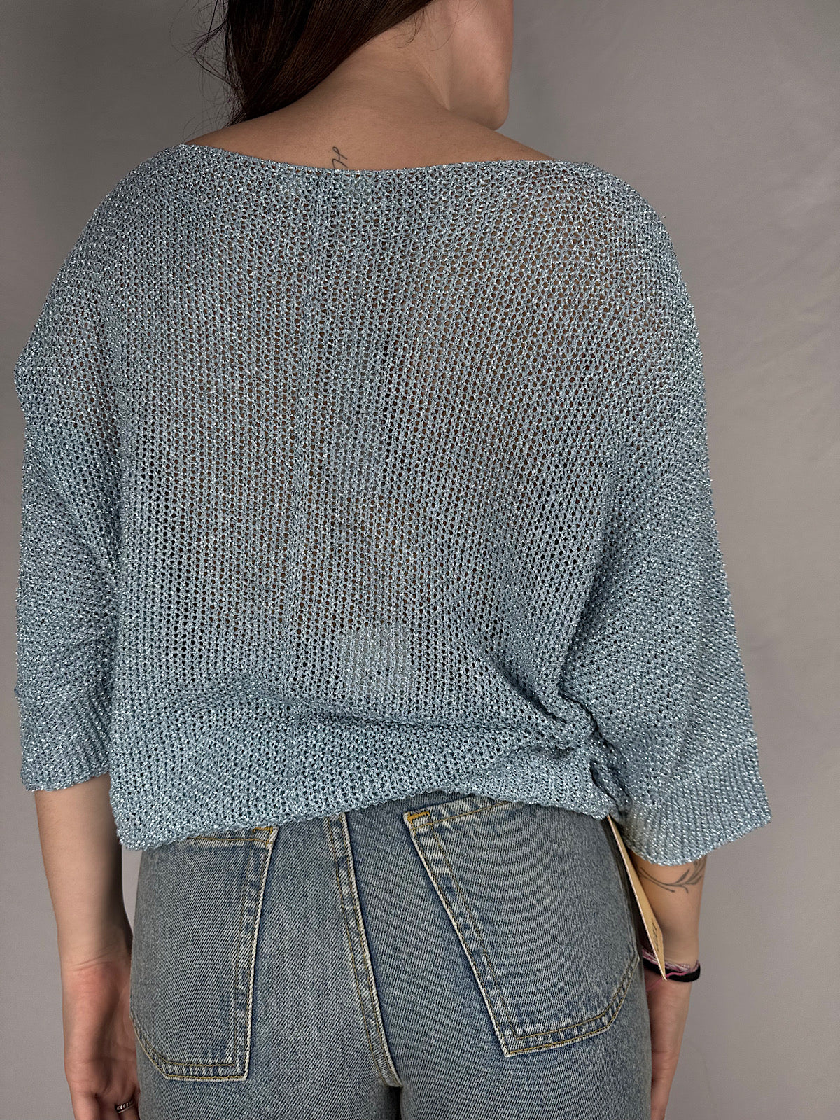 Maglia In Filo Lurex Armonia Azzurra Polvere